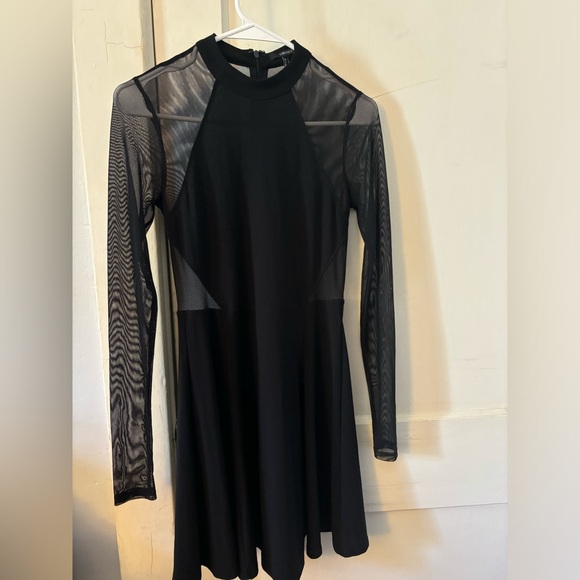 Black dress long sleeve see-through Forever 21 size small - Picture 6 of 8